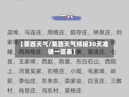 【莱西天气/莱西天气预报30天准确一览表】-第1张图片